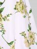 Robe style cottagecore grande taille avec haut court plongeant torsadé et bretelles spaghetti à imprimé floral 3D - Jaune 1X | US 14-16