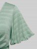 Plus Size Twisted Plunging Crop Top and 3D Flower Print Spaghetti Strap Cottagecore Dress -  