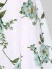 Plus Size Twisted Plunging Crop Top and 3D Flower Print Spaghetti Strap Cottagecore Dress -  