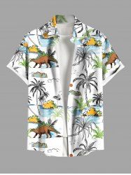 Chemise Hawaiienne Imprimé Cocotier Coloré Grande Taille avec Poche - Blanc L