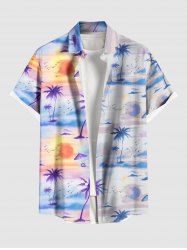 Chemise Ombre à Imprimé Nuage de Soleil avec Poche Grande Taille pour Homme - Violet clair 3XL