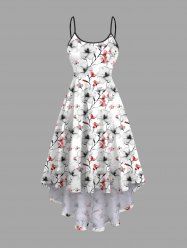 Plus Size Flowers Branches Print High Low Hawaii Cami Dress -  