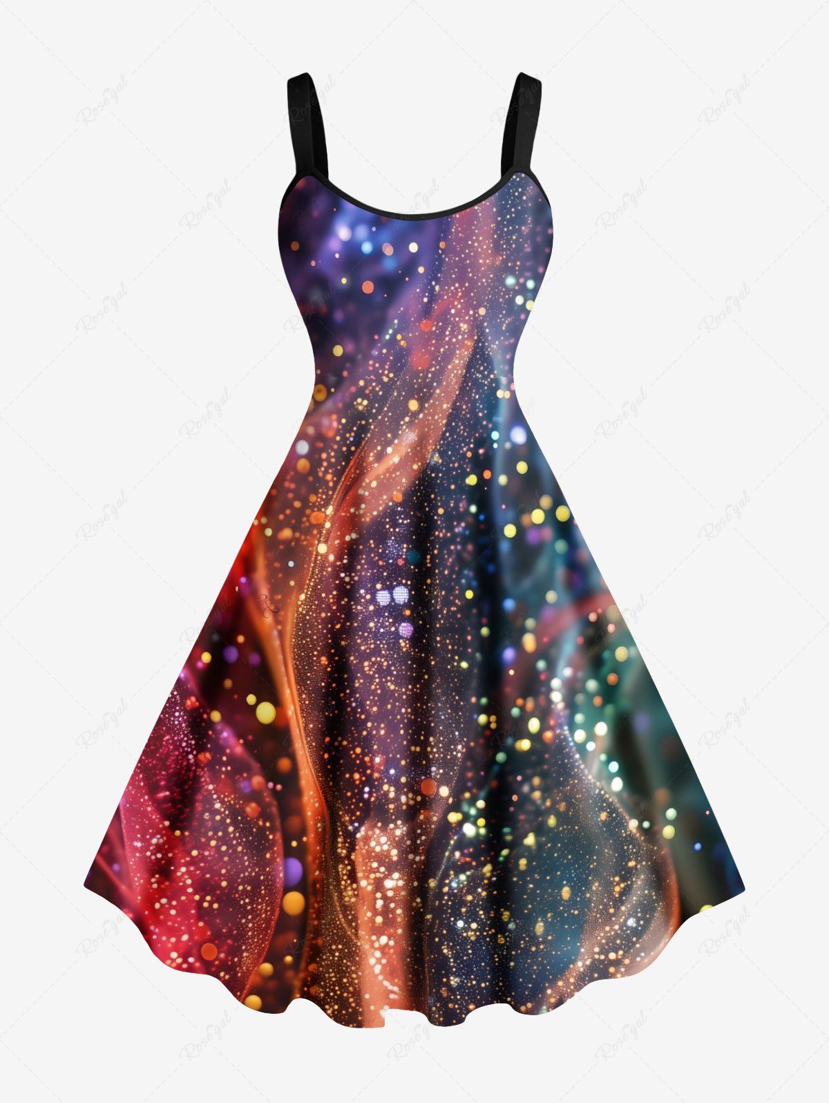 Shop Plus Size Colorful Ombre Light Beam Spotted Print Hawaii A Line Tank Dress  