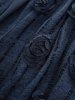 Heart Chain Panel Rose Appliques Asymmetrical Top and Flocking Mesh Leggings Plus Size Outfit -  