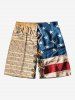3D Lace Up Patriotic American Flag Distressed Newspaper Print Plus Size Matching Outfit For Couples -  