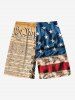 3D Lace Up Patriotic American Flag Distressed Newspaper Print Plus Size Matching Outfit For Couples -  