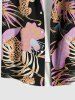 Tropical Leaf Flower Leopard Print Plus Size Matching Hawaii Beach Outfit For Couples -  