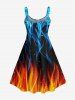Ice and Fire Flame Glitter Dots Print Plus Size Matching Outfit For Couples -  