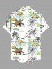Colorful Coconut Tree Sea Cloud Dinosaur Print Plus Size Matching Hawaii Beach Outfit For Couples -  