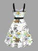 Colorful Coconut Tree Sea Cloud Dinosaur Print Plus Size Matching Hawaii Beach Outfit For Couples -  