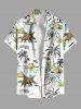 Colorful Coconut Tree Sea Cloud Dinosaur Print Plus Size Matching Hawaii Beach Outfit For Couples -  