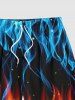 Plus Size Ice Fire Flame Print Hawaii Beach Shorts For Men -  