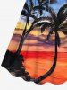 Plus Size Coconut Tree Ombre Sky Sea Print Cinched Hawaii Dress -  