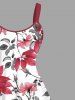 Robe Débardeur Imprimée de Feuilles et de Fleurs - Blanc 5X