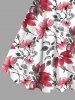 Robe Débardeur Imprimée de Feuilles et de Fleurs - Blanc 5X
