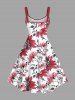 Robe Débardeur Imprimée de Feuilles et de Fleurs - Blanc 5X