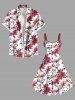 Robe Débardeur Imprimée de Feuilles et de Fleurs - Blanc 5X