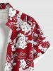 Plus Size Flowers Leaf Print Buttons Pocket Hawaii Shirt For Men - Rouge L
