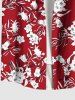 Plus Size Flowers Leaf Print Buttons Pocket Hawaii Shirt For Men - Rouge L