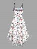 Plus Size Flowers Branches Print High Low Hawaii Cami Dress -  