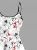 Plus Size Flowers Branches Print High Low Hawaii Cami Dress -  
