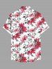 Chemise Imprimé à Fleurs et Feuilles Style Chinois à Boutons avec Poche Grande Taille pour Homme - Rouge S