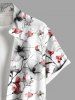 Plus Size Flowers Branches Print Buttons Pocket Hawaii Shirt For Men -  