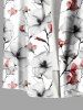 Plus Size Flowers Branches Print Buttons Pocket Hawaii Shirt For Men -  