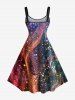 Plus Size Colorful Ombre Light Beam Spotted Print Hawaii A Line Tank Dress -  