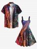 Plus Size Colorful Ombre Light Beam Spotted Print Hawaii A Line Tank Dress -  