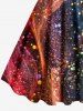 Plus Size Colorful Ombre Light Beam Spotted Print Hawaii A Line Tank Dress -  