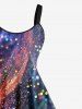 Plus Size Colorful Ombre Light Beam Spotted Print Hawaii A Line Tank Dress -  