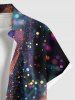 Plus Size Colorful Ombre Light Beam Spotted Print Hawaii Button Pocket Shirt For Men -  