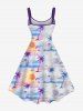 Plus Size Coconut Tree Sun Cloud Print Hawaii Ombre A Line Tank Dress -  