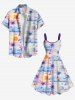 Plus Size Coconut Tree Sun Cloud Print Hawaii Ombre A Line Tank Dress -  