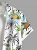 Chemise Hawaiienne Imprimé Cocotier Coloré Grande Taille avec Poche - Blanc L