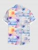 Chemise Ombre à Imprimé Nuage de Soleil avec Poche Grande Taille pour Homme - Violet clair 3XL