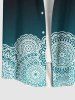 Plus Size Vintage Floral Ethnic Print Hawaii Ombre Button Pocket Shirt For Men -  