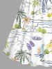Plus Size Coconut Tree Sea Waves Seascape Print Hawaii Cinched A Line Dress -  