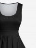 Plus Size Vintage Solid Swing A Line Dress -  