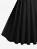 Plus Size Vintage Solid Swing A Line Dress -  