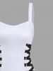 Lace Up Solid A Line Tank Dress -  