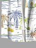 Plus Size Coconut Tree Sea Waves Seascape Print Hawaii Button Pocket Shirt For Men -  