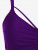 Plus Size Gothic Rose Skulls Printed Ruched Padded Tankini Set Swimsuit -  