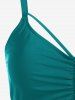 Plus Size Gothic Rose Skulls Printed Ruched Padded Tankini Set Swimsuit -  