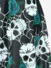 Plus Size Gothic Rose Skulls Printed Ruched Padded Tankini Set Swimsuit -  