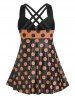 Maillot de bain tankini à pois croisé grande taille et coupe cintrée - café 1X