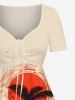 Plus Size Coconut Tree Sun Bird Seascape Print Cinched Hawaii Dress -  
