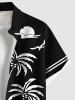 Chemise 3D Arbre Noix de Coco et Oiseau Imprimés avec Poche de Grande Taille pour Homme - Noir 4XL