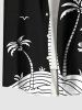 Chemise 3D Arbre Noix de Coco et Oiseau Imprimés avec Poche de Grande Taille pour Homme - Noir 4XL